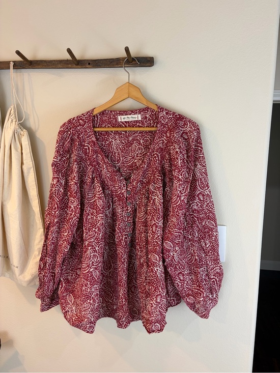 Free People Tops - Free People Cool Meadow Printed Blouse Large Red Bandana Boho